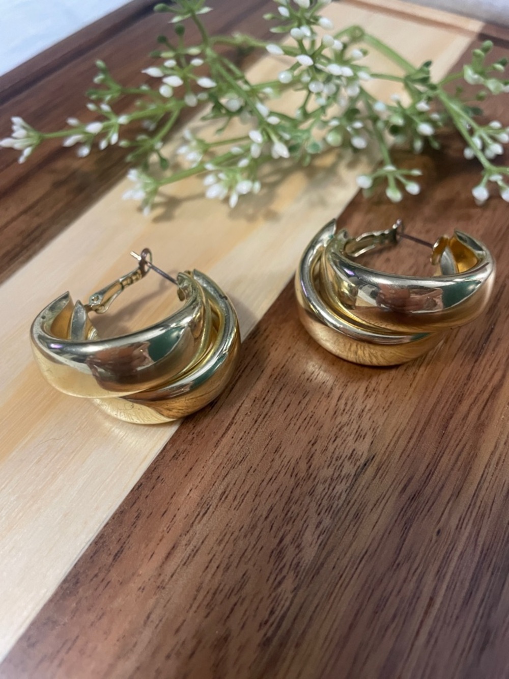 Gold-Tone Triple Layer Hoop Earrings - Women Jewelry